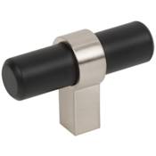 Jeffrey Alexander Key Grande 2 Inch Modern Industrial "T" Pipe Bar Cabinet Knob / Drawer Knob Matte Black / Satin Nickel