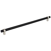 Jeffrey Alexander Key Grande 12-9/16" (319 mm) Center to Center Modern Industrial Pipe Style Bar Cabinet Handle / Drawer Pull Matte Black / Satin Nickel