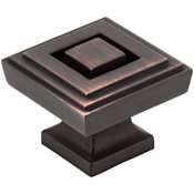 Jeffrey Alexander Delmar 1-1/4" Stacked Square Deco Mod Cabinet / Drawer Knob Brushed Oil Rubbed Bronze