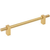 Jeffrey Alexander Larkin Center Knurled 6-5/16" Center to Center Modern Industrial Cabinet Bar Handle / Drawer Bar Pull Brushed Gold