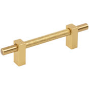 Jeffrey Alexander Larkin Center Knurled 3-3/4" (96mm) Center to Center Modern Industrial Cabinet Bar Handle / Drawer Bar Pull Brushed Gold