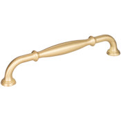 Jeffrey Alexander Tiffany 6-5/16" (160 mm) Center to Center Classic Transitional Cabinet Handle / Drawer Pull with Step Details Brushed Gold