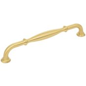 Jeffrey Alexander Tiffany 7-9/16" (192 mm) Center to Center Classic Transitional Cabinet Handle / Drawer Pull with Step Details Brushed Gold
