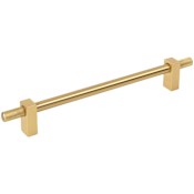 Jeffrey Alexander Larkin Outer Knurled 7-9/16" (192mm) Center to Center Modern Industrial Cabinet Bar Handle / Drawer Bar Pull Brushed Gold
