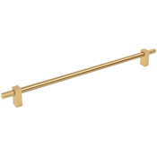 Jeffrey Alexander Larkin Outer Knurled 12" (305mm) Center to Center Modern Industrial Large Cabinet Bar Handle /  Drawer Bar Pull Brushed Gold