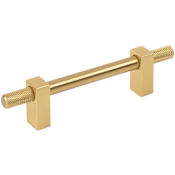 Jeffrey Alexander Larkin Outer Knurled 3-3/4" (96mm) Center to Center Modern Industrial Cabinet Bar Handle / Drawer Bar Pull Brushed Gold