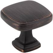 Jeffrey Alexander Fontana 1-3/8" Contemporary Ridged Square Cabinet / Drawer Knob Brushed Oil Rubbed Bronze