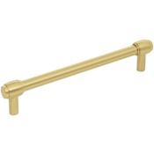 Jeffrey Alexander Hayworth 6-5/16 Inch Center to Center Modern Industrial Pipe Bar Style Cabinet Handle / Drawer Bar Pull Brushed Gold