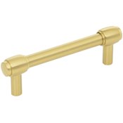 Jeffrey Alexander Hayworth 3-3/4" Center to Center Modern Industrial Pipe Bar Style Cabinet Handle / Drawer Bar Pull Brushed Gold