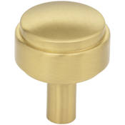 Jeffrey Alexander Hayworth 1-1/8" Modern Industrial Stepped Round Cabinet Knob / Drawer Knob with Mounting Hardware Brushed Gold