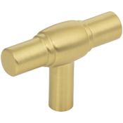 Jeffrey Alexander Hayworth 2" Modern Industrial "T" Bar Cabinet Knob / T Bar Drawer Knob Brushed Gold
