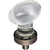 Jeffrey Alexander Harlow 1-1/4" Oval Glam Egg Glass Cabinet Knob / Drawer Knob Brushed Oil Rubbed Bronze