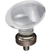 Jeffrey Alexander Harlow 1-5/8" Oval Glam Football Egg Glass Cabinet Knob / Drawer Knob Brushed Oil Rubbed Bronze