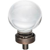 Jeffrey Alexander Harlow 1-3/8" Vintage Glam Sphere Glass Ball Cabinet Knob / Drawer Knob Brushed Oil Rubbed Bronze