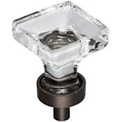 Jeffrey Alexander Harlow 1" Square Vintage Glam Glass Cabinet Knob / Drawer Knob Brushed Oil Rubbed Bronze