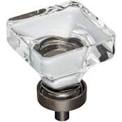 Jeffrey Alexander Harlow 1-3/8" Glam Square Glass Cabinet Knob / Drawer Knob Brushed Oil Rubbed Bronze