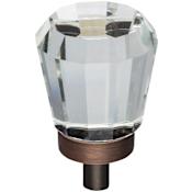 Jeffrey Alexander Harlow 1" Geometric Faceted Glass Vintage Glam Cabinet Knob / Drawer Knob Brushed Oil Rubbed Bronze