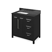 Jeffrey Alexander Cade 36" Free Standing Vanity Set with Cabinet and Granite Vanity Top Black / Black