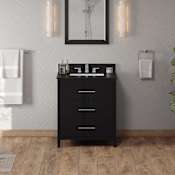 Jeffrey Alexander Katara 30" Free Standing Vanity Set with Cabinet and Granite Vanity Top Black / Black