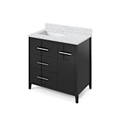 Jeffrey Alexander Katara 36" Free Standing Vanity Set with Cabinet and Marble Vanity Top - FINAL SALE Black / White Carrara