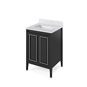 Jeffrey Alexander Percival II 24" Free Standing Vanity Set with Cabinet and Cultured Marble Vanity Top - FINAL SALE Black / White Carrara