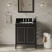 Jeffrey Alexander Percival II 30" Free Standing Vanity Set with Cabinet and Granite Vanity Top Black / Black
