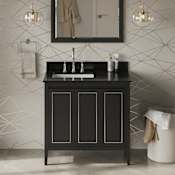 Jeffrey Alexander Percival II 36" Free Standing Vanity Set with Cabinet and Granite Vanity Top Black / Black