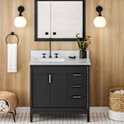 Jeffrey Alexander Theodora II 36" Free Standing Vanity Set with Cabinet and Cultured Marble Vanity Top - FINAL SALE Black / White Carrara