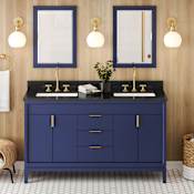 Jeffrey Alexander Theodora II 60" Free Standing Vanity Set with Cabinet and Granite Vanity Top Hale Blue / Black