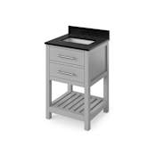 Jeffrey Alexander Wavecrest II 24" Free Standing Vanity Set with Cabinet and Granite Vanity Top Grey / Black