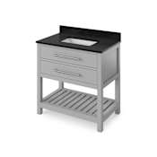 Jeffrey Alexander Wavecrest II 36" Free Standing Vanity Set with Cabinet and Granite Vanity Top Grey / Black