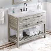 Jeffrey Alexander Wavecrest II 48" Free Standing Vanity Set with Cabinet and Cultured Marble Vanity Top - FINAL SALE Weathered Grey / White Carrara