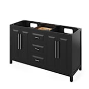 Jeffrey Alexander Cade 60" Double Free Standing Vanity Cabinet - Less Vanity Top Black