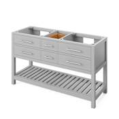 Jeffrey Alexander Wavecrest 60" Double Free Standing Vanity Cabinet - Less Vanity Top Grey