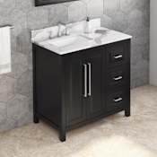 Jeffrey Alexander Cade 36" Soft Close Single Sink Bathroom Vanity with Cabinet and Marble or Quartz Vanity Top for 3-Hole Faucets - FINAL SALE - Clearance - FINAL SALE Black / Calacatta Vienna Quartz Top