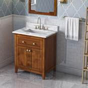 Jeffrey Alexander Chatham 30" Free Standing Single Sink Bath Vanity with Marble or Quartz Vanity Top for 3 Hole Faucet - FINAL SALE - Clearance - FINAL SALE Chocolate / Calacatta Vienna Quartz Top
