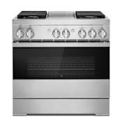 JennAir NOIR 36 Inch Wide 5.1 Cu. Ft. Free Standing Dual Fuel Range with JennAir Connect and Griddle Stainless Steel