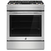 JennAir RISE 30 Inch Wide 6.2 Cu. Ft. Slide In Dual Fuel Range with Air Fry and Downdraft Ventilation Stainless Steel
