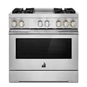 JennAir RISE 36 Inch Wide 5.1 Cu. Ft. Free Standing Range with Chrome Infused Griddle Stainless Steel