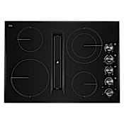 JennAir 30 Inch Wide 4 Burner Electric Cooktop with Downdraft Ventilation Black