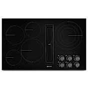 JennAir 36 Inch Wide 5 Burner Electric Cooktop with Downdraft Ventilation Black