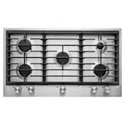 JennAir 36 Inch Wide 5 Burner Gas Cooktop Stainless Steel