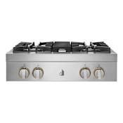 JennAir RISE 30 Inch Wide 4 Burner Gas Rangetop with Dual-Stacked PowerBurners Stainless Steel
