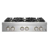 JennAir RISE 36 Inch Wide 6 Burner Gas Rangetop with Dual-Stacked PowerBurners Stainless Steel