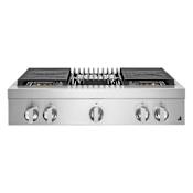 JennAir 36 Inch Wide 4 Burner Gas Cooktop with Flame-Sensing Reignition and Halo-Effect Knobs Stainless Steel