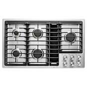 JennAir 36 Inch Wide 5 Burner Gas Cooktop with Downdraft Ventilation Stainless Steel