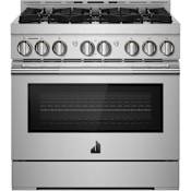JennAir RISE 36 Inch Wide Slide In Gas Range with Brass Burners Stainless Steel