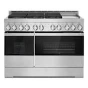JennAir Noir 48 Inch Wide 6.3 Cu. Ft. Free Standing Gas Range Floating Glass Black