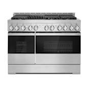JennAir Noir 48 Inch Wide 6.3 Cu. Ft. Free Standing Gas Range with Grill Floating Glass Black