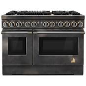 JennAir Smoke and Brass 48 Inch Wide 6.3 Cu. Ft. Free Standing Dual Fuel Range Smoke